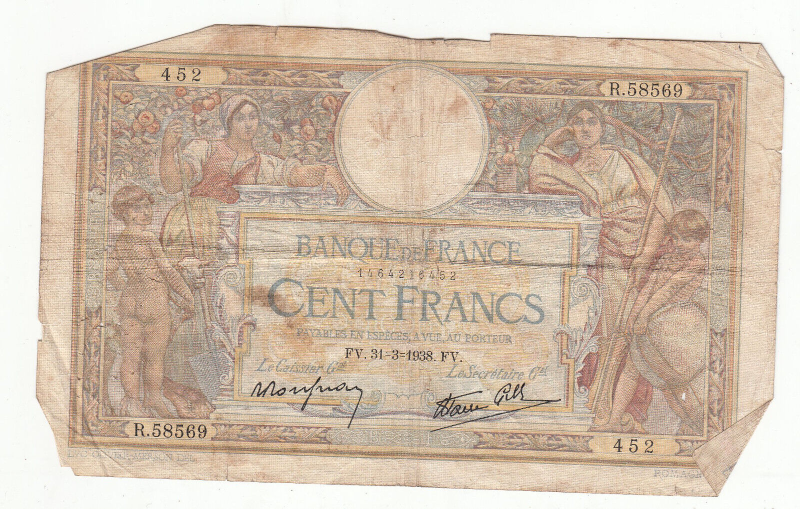 BILLET FRANCE 100 FRANCS MERSON 31 3 1938 FV 122391056506