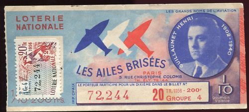 BILLET LOTERIE LES AILES BRISEES GUILLAUME HENRI 120685395056