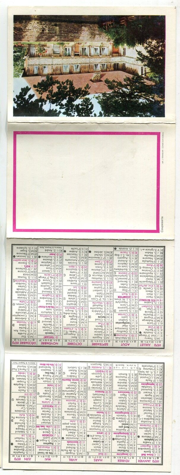 CALENDRIER CHATEAU DE COUPESARTE 1970 STATIONS THERMALE EN FRANCE 400826492296