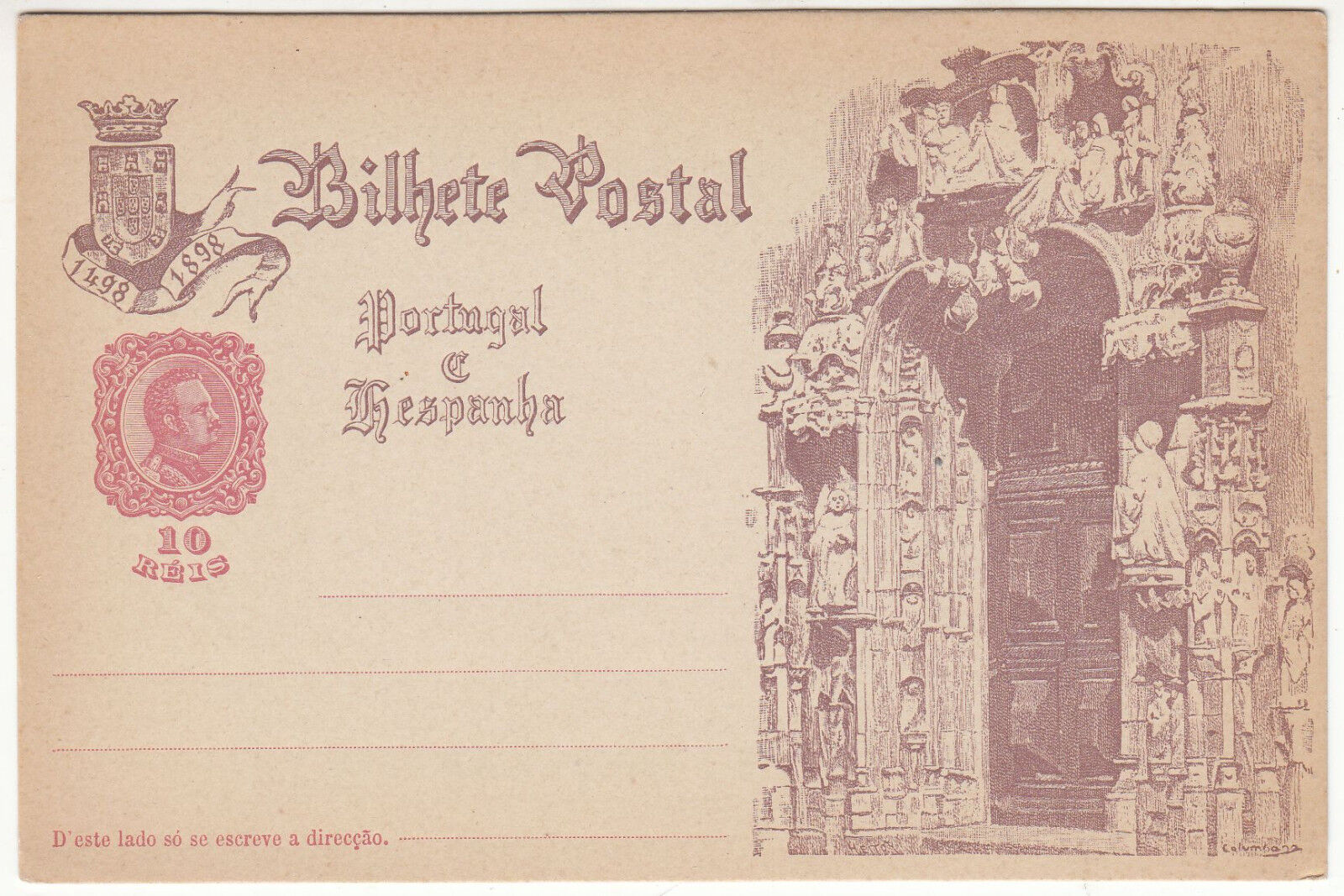 CARTE ENTIER POSTALE NEUF PORTUGAL COLONIE PORTE EGLISE 1498 1898 122846125936