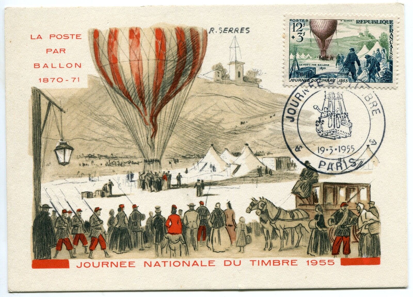 CARTE MAXIMUM 1955 FDC JOURNEE DU TIMBRE PARIS 121003347186