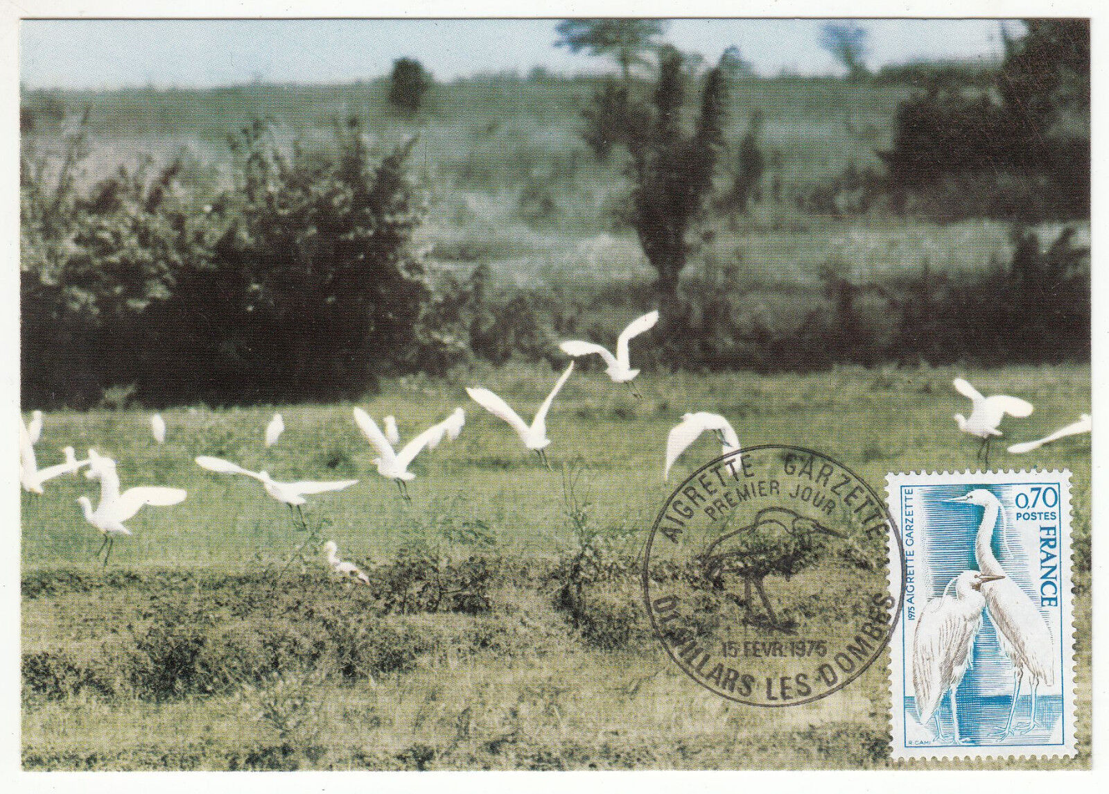 CARTE MAXIMUM FDC 1975 TIMBRE N 1820 FAUNE AIGRETTE GARZETTE 401431617226