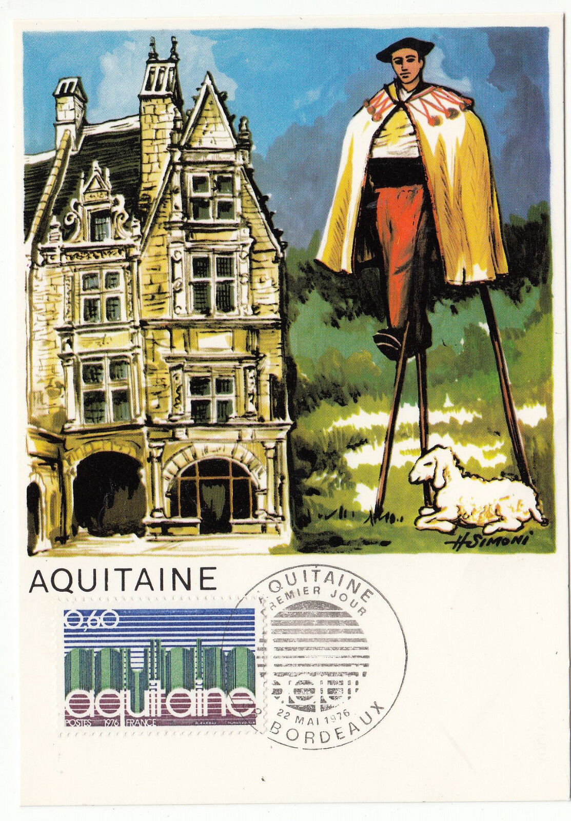 CARTE MAXIMUM FDC 1976 TIMBRE N 1864 REGION AQUITAINE 122774911296