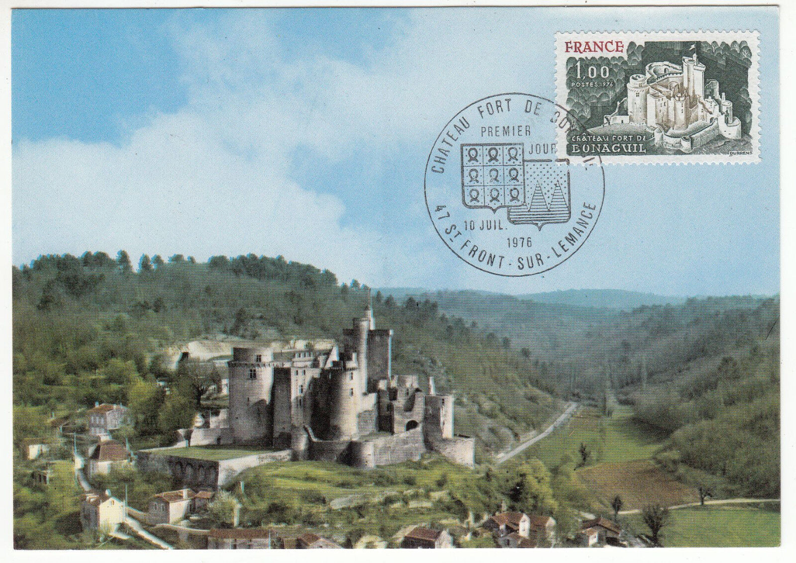 CARTE MAXIMUM FDC 1976 TIMBRE N 1871 CHATEAU FORT DE BONAGUIL 122774901666