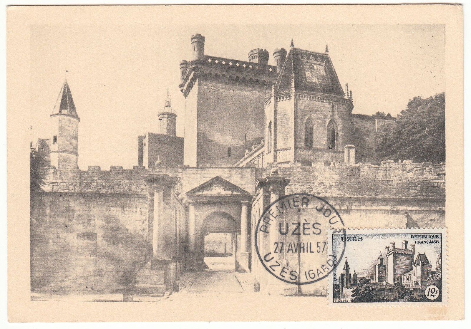 CARTE MAXIMUM TIMBRE FRANCE N 1099 UZES CHATEAU 401061634996