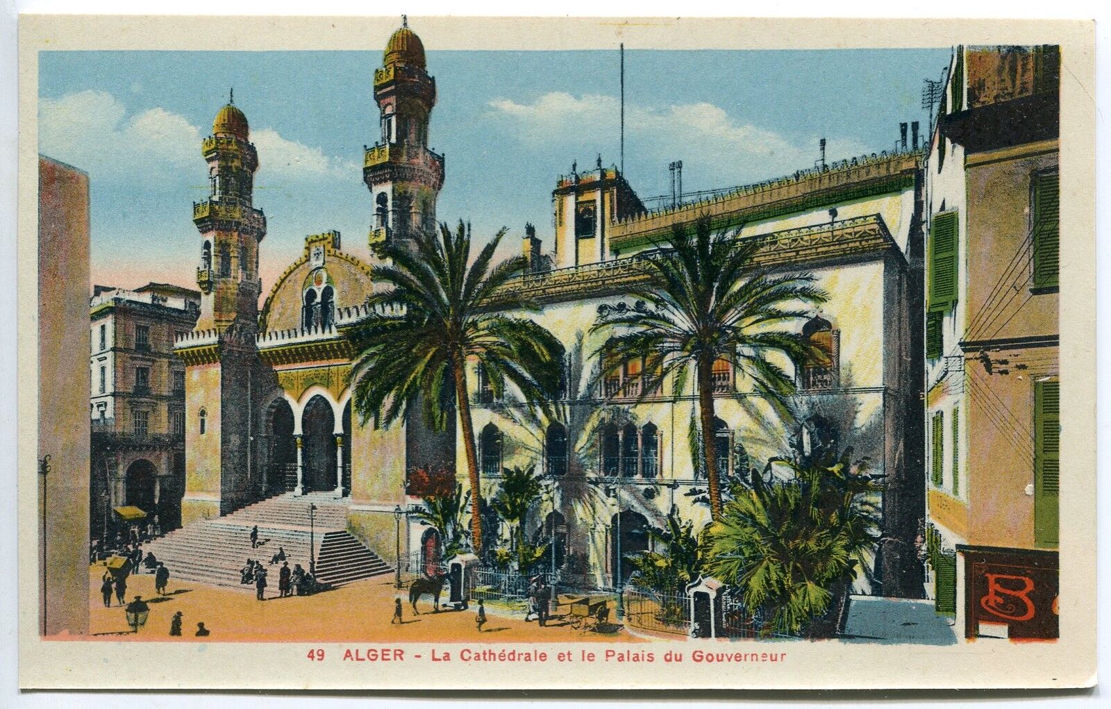 CARTE POSTALE ALGER LA CATHEDRALE ET LE PALAIS DU GOUVERNEUR 400704459436