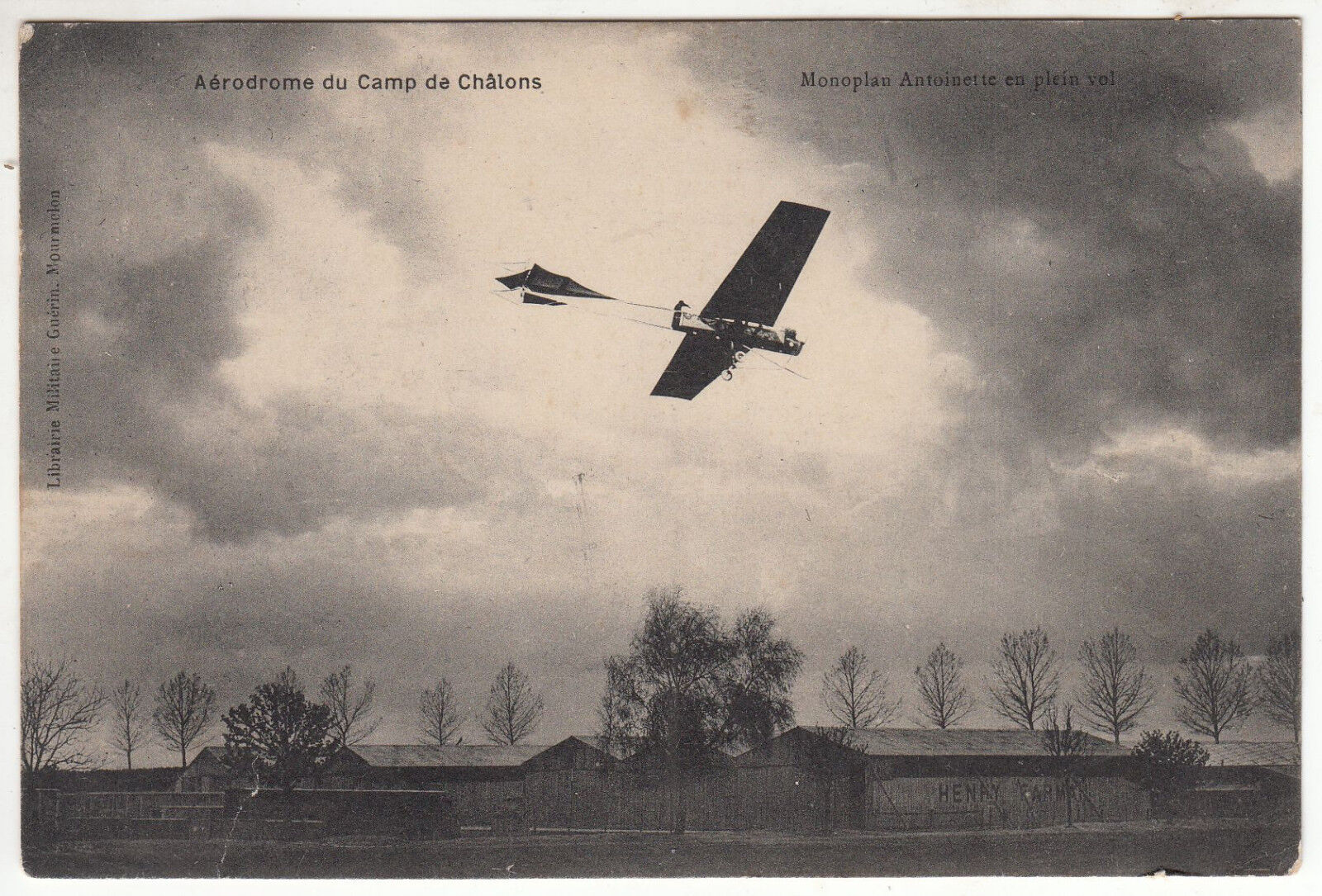 CARTE POSTALE AVIATION MONOPLAN ANTOINETTE EN PLEIN VOL CAMP DE CHALONS 401256201456