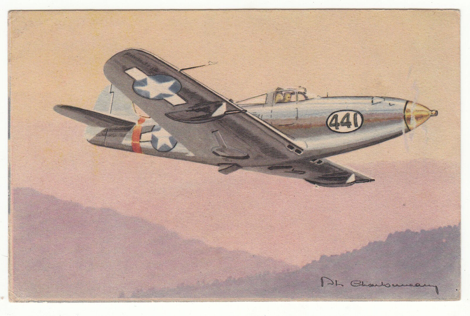 CARTE POSTALE AVION AIR COBRA ILLUSTRATEUR 401618270366