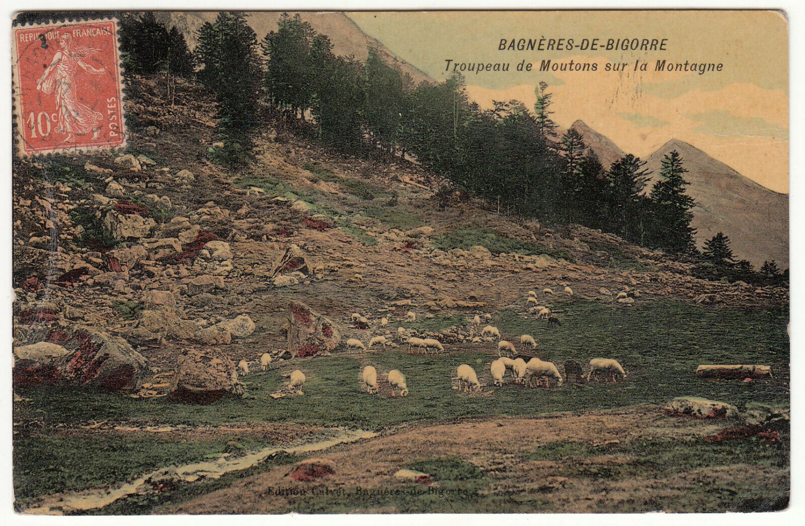 CARTE POSTALE BAGNERES DE BIGORRE TROUPEAU DE MOUTONS SUR LA MONTAGNE 123904696646