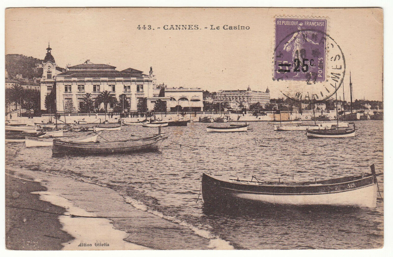 CARTE POSTALE CANNES LE CASINO 1927 401890134026