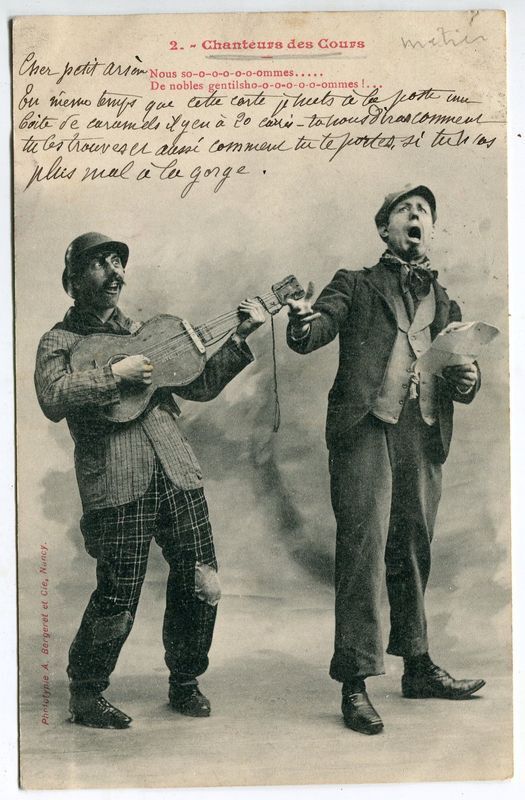 CARTE POSTALE CHANTEURS DES COURS CACHET GARE DE DIJON 1903 400663692756