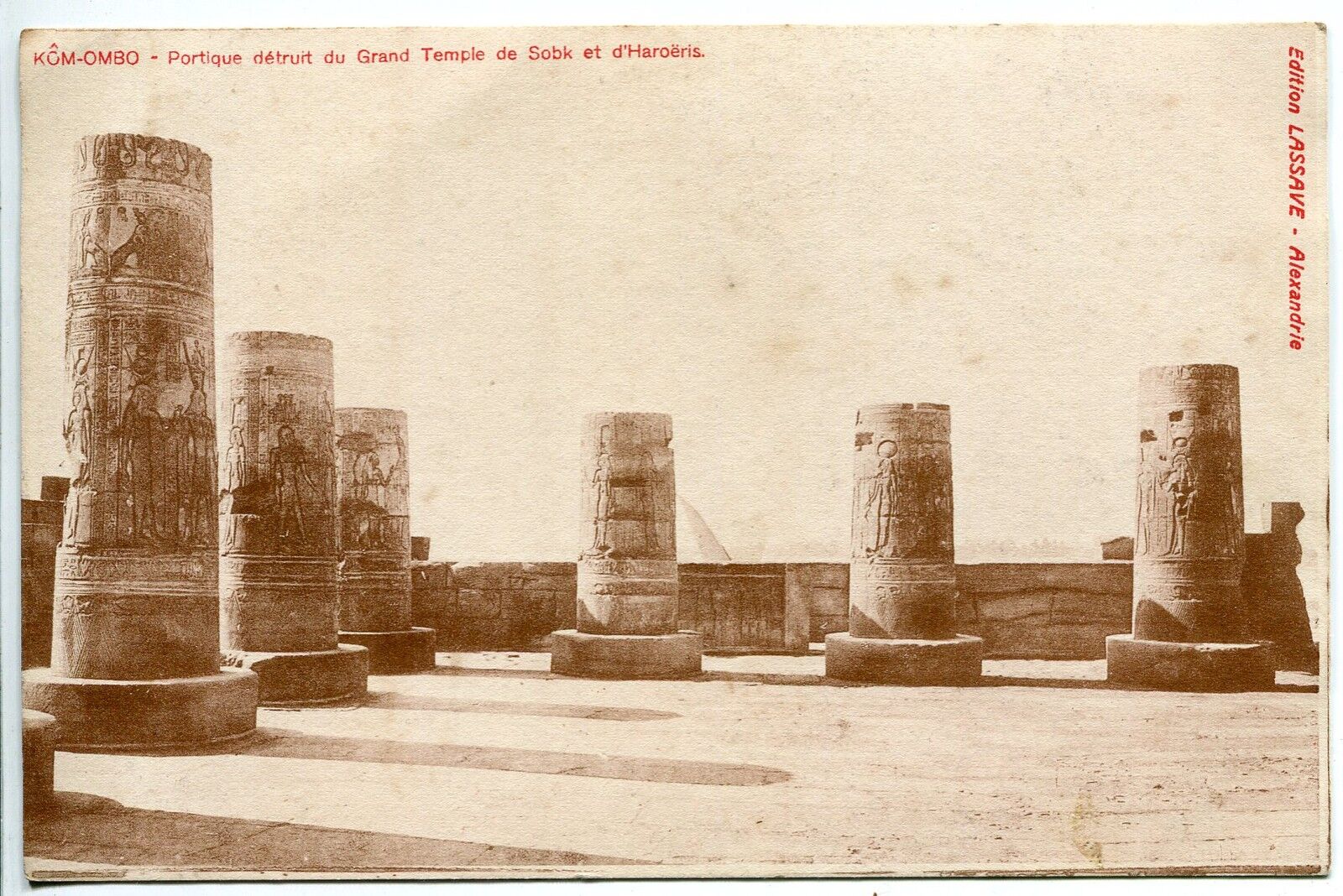 CARTE POSTALE EGYPTE KOM OMBO TEMPLE DE SOBK ET D HAROERIS PORTIQUE DETRUIT 400667275976