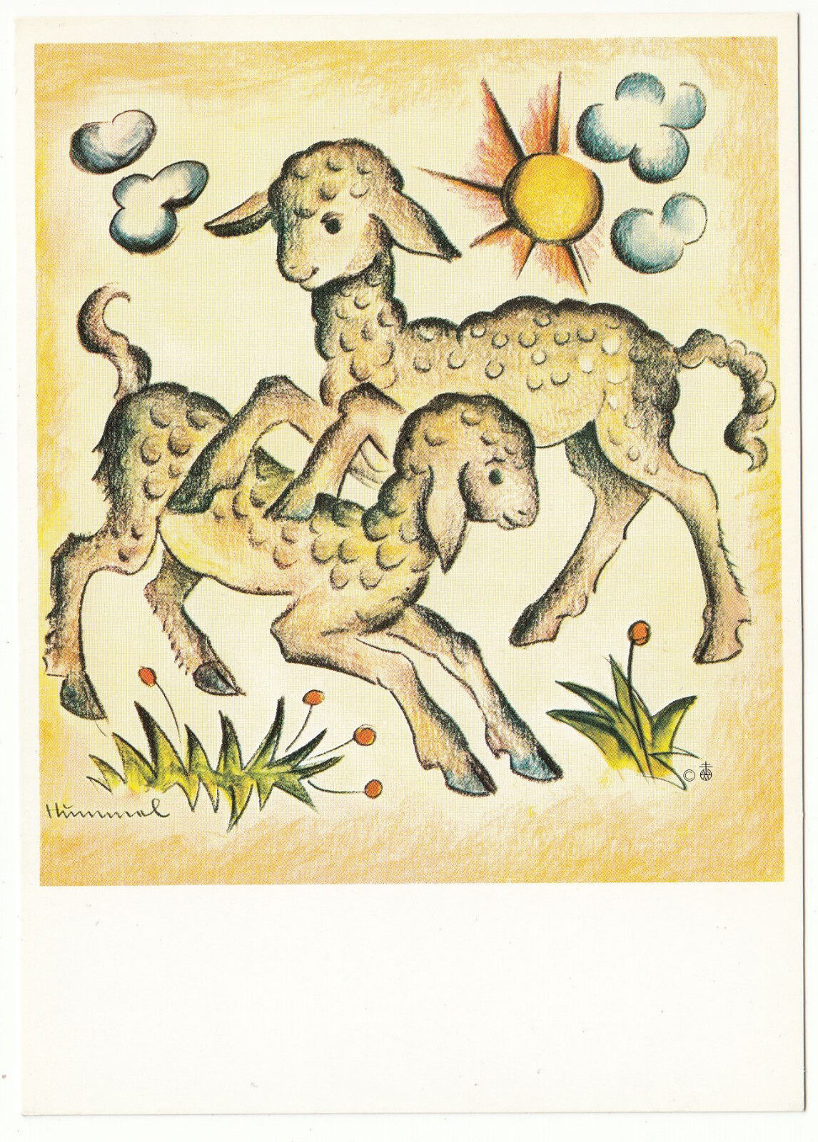 CARTE POSTALE ILLUSTRATEUR HUMMEL N 15045 MOUTONS JOUANT 401482629946