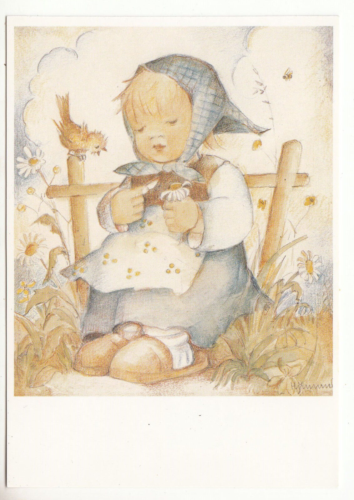 CARTE POSTALE ILLUSTRATEUR HUMMEL N° 62.1127 ER LIEBT MICH HE LOVES ME