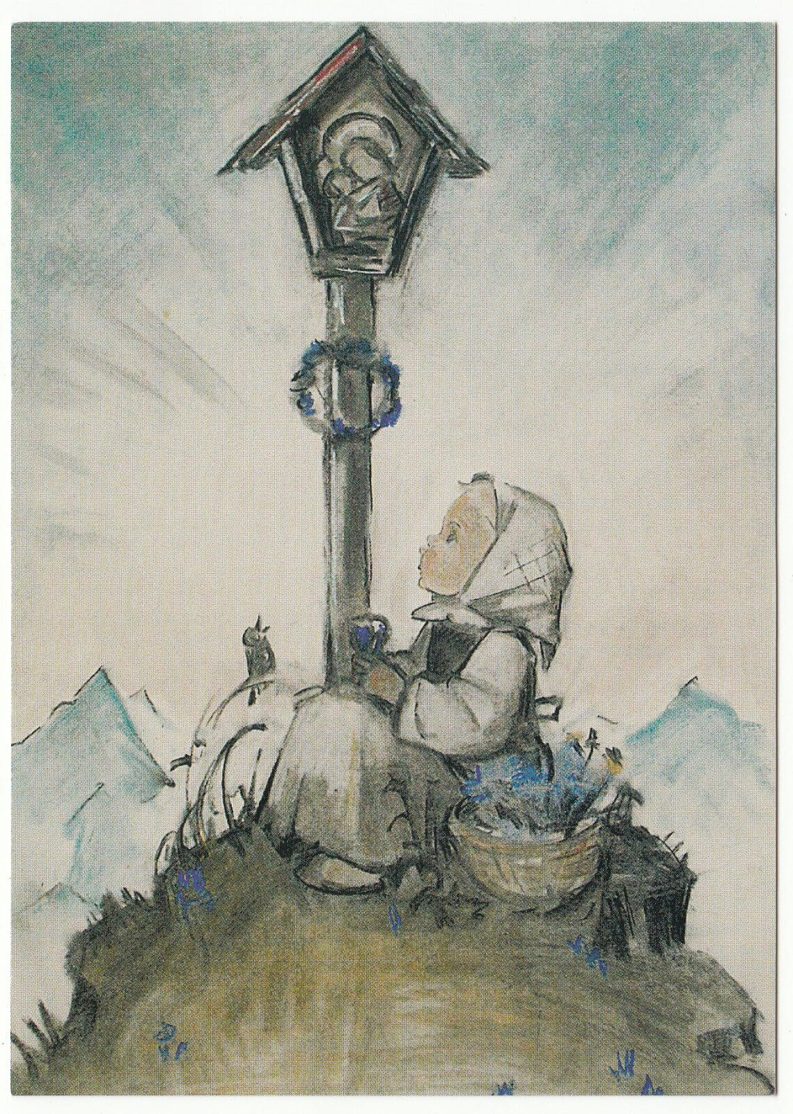 CARTE POSTALE ILLUSTRATEUR HUMMEL PRAYER TIME ON THE MOUNTAIN 401484172626