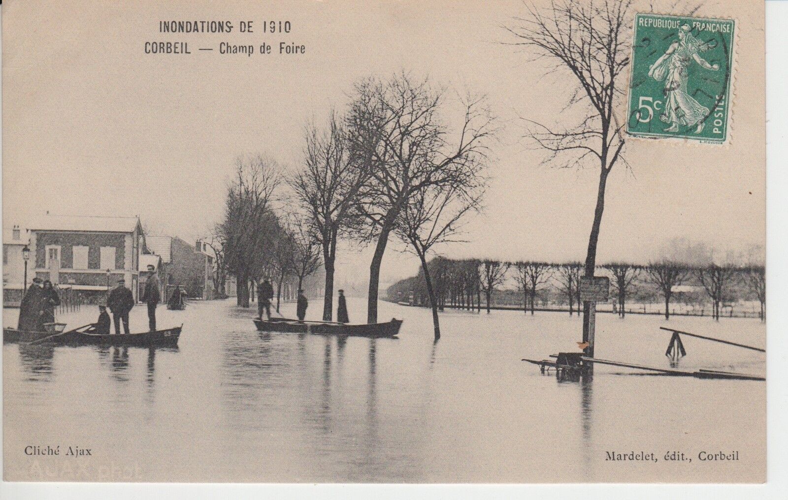 CARTE POSTALE INONDATIONS DE 1910 CORBEIL CHAMP DE FOIRE 400806227786