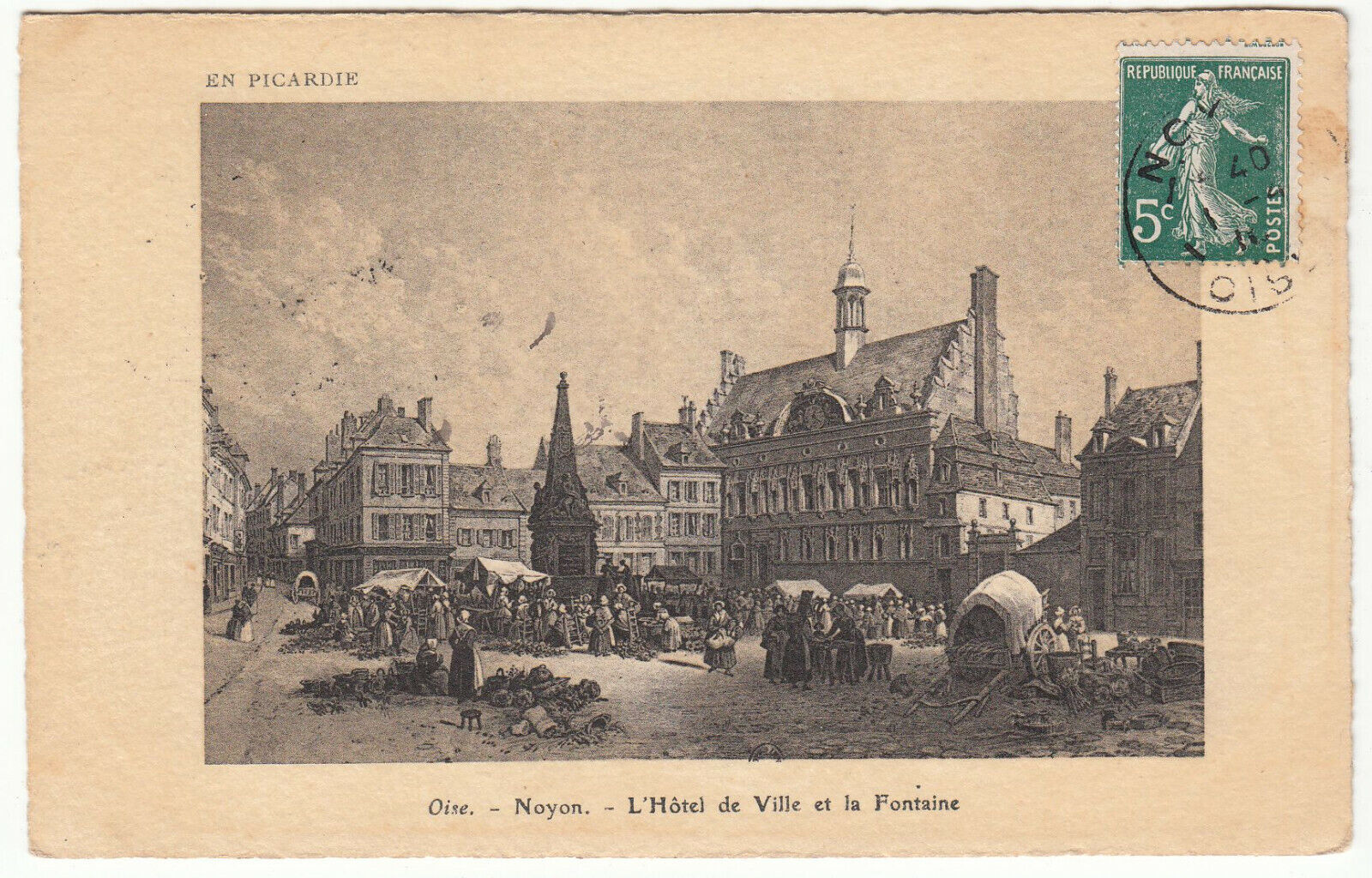 CARTE POSTALE NOYON L HOTEL DE VILLE ET LA FONTAINE 123979985886