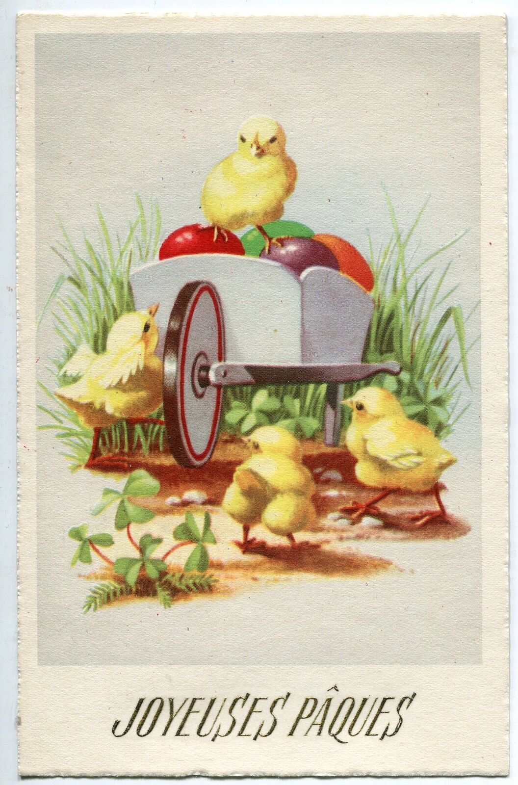 CARTE POSTALE OEUF DE PAQUE JOYEUSES PAQUES POUSSINS 121490836996