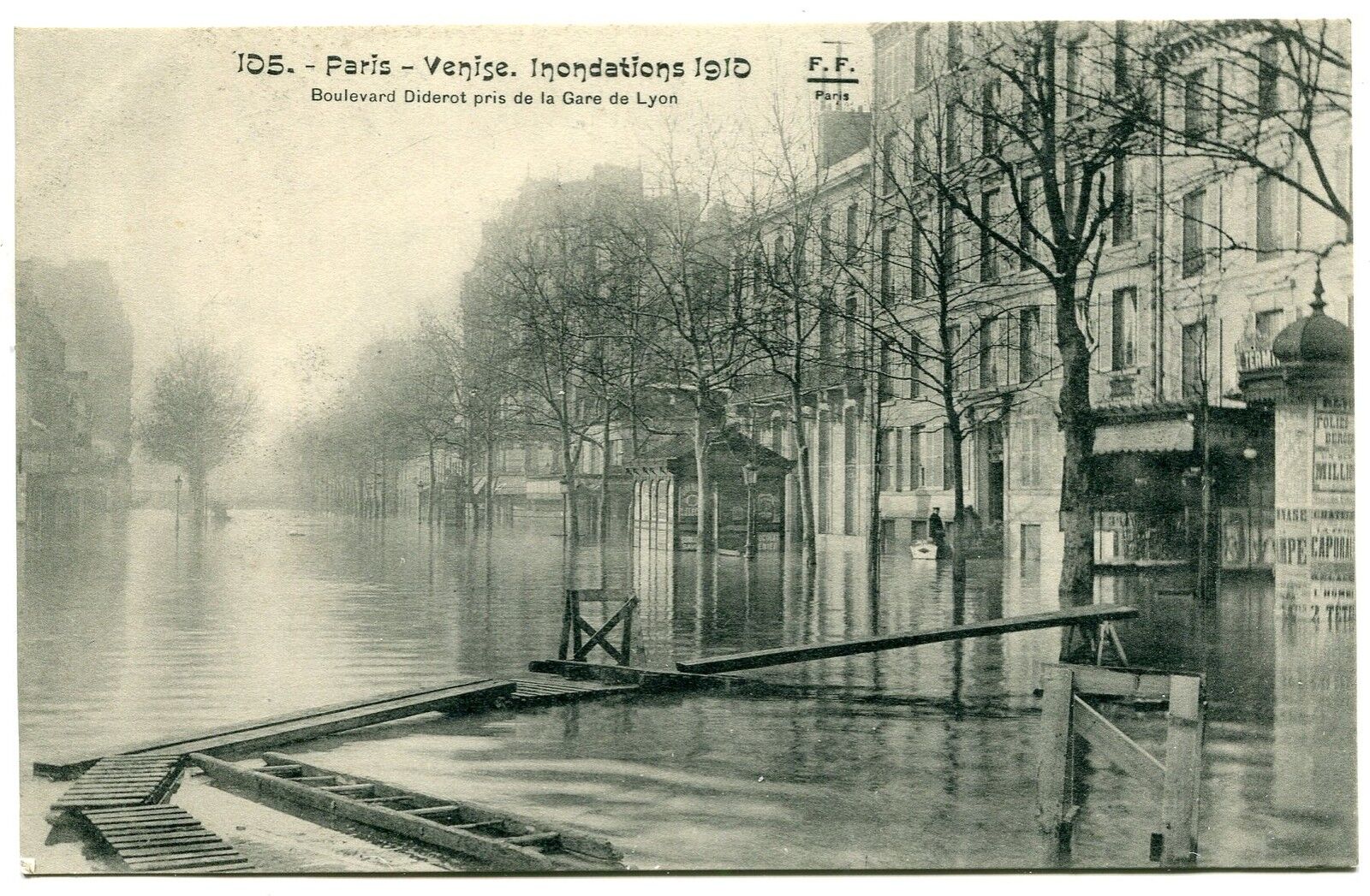 CARTE POSTALE PARIS VENISE INNONDATIONS 1910 BOUL DIDEROT DE LA GARE DE LYON 400736711206