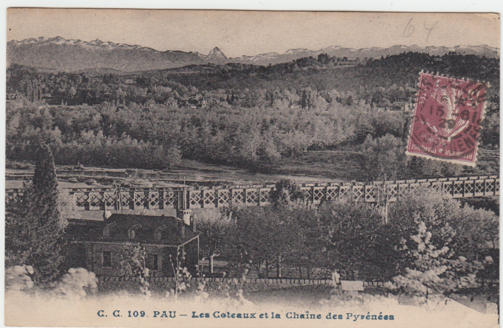 CARTE POSTALE PAU LES COTEAUX ET LA CHAINE DES PYRENEES 124673250846