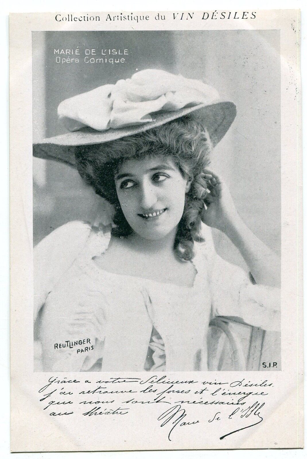 CARTE POSTALE PHOTO PERSONNALITE MARIE DE L ISLE OPERA COMIQUE 121492743176