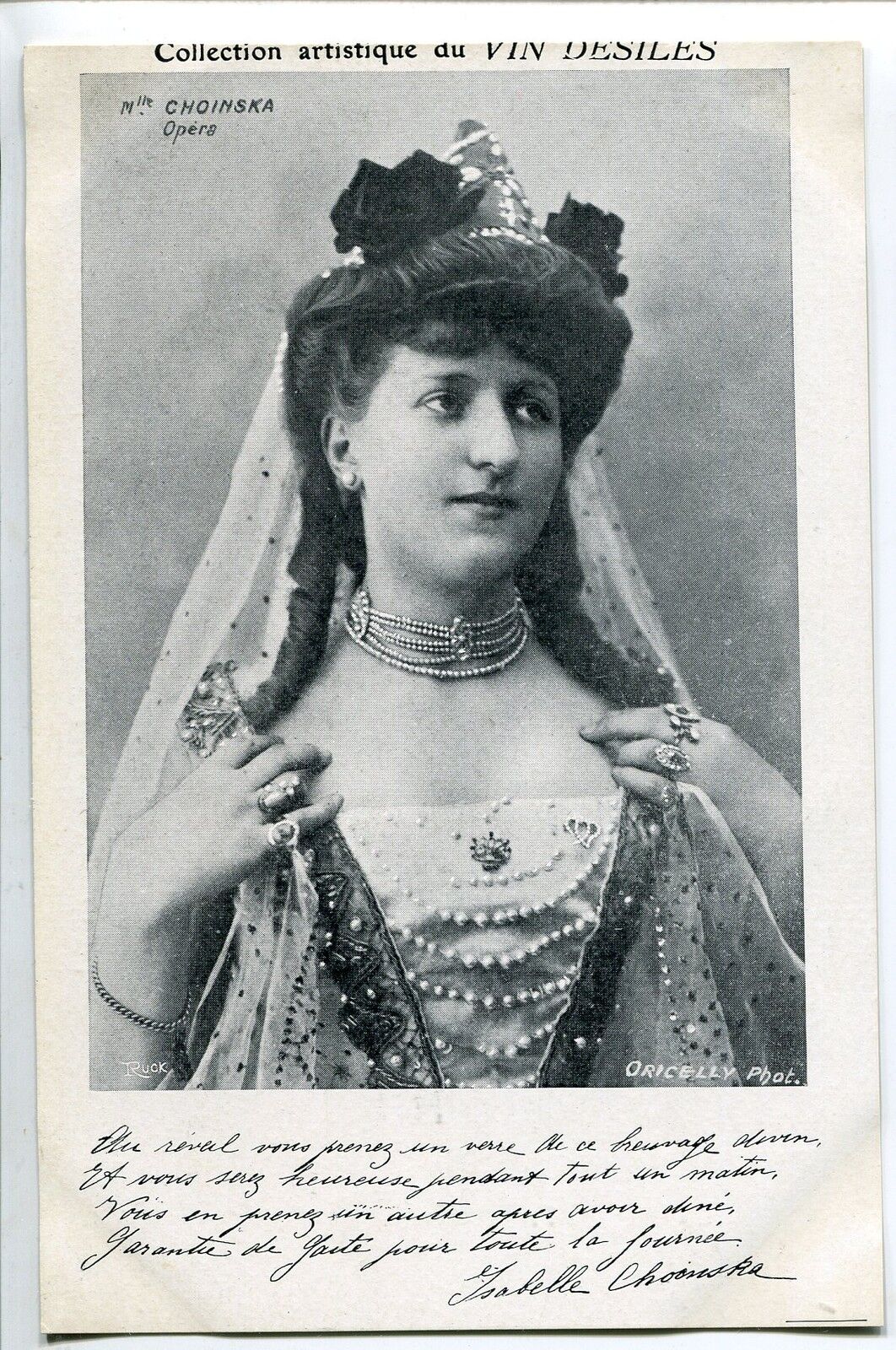 CARTE POSTALE PHOTO PERSONNALITE MLLE ISABELLE CHOINSKA OPERA 121491899456