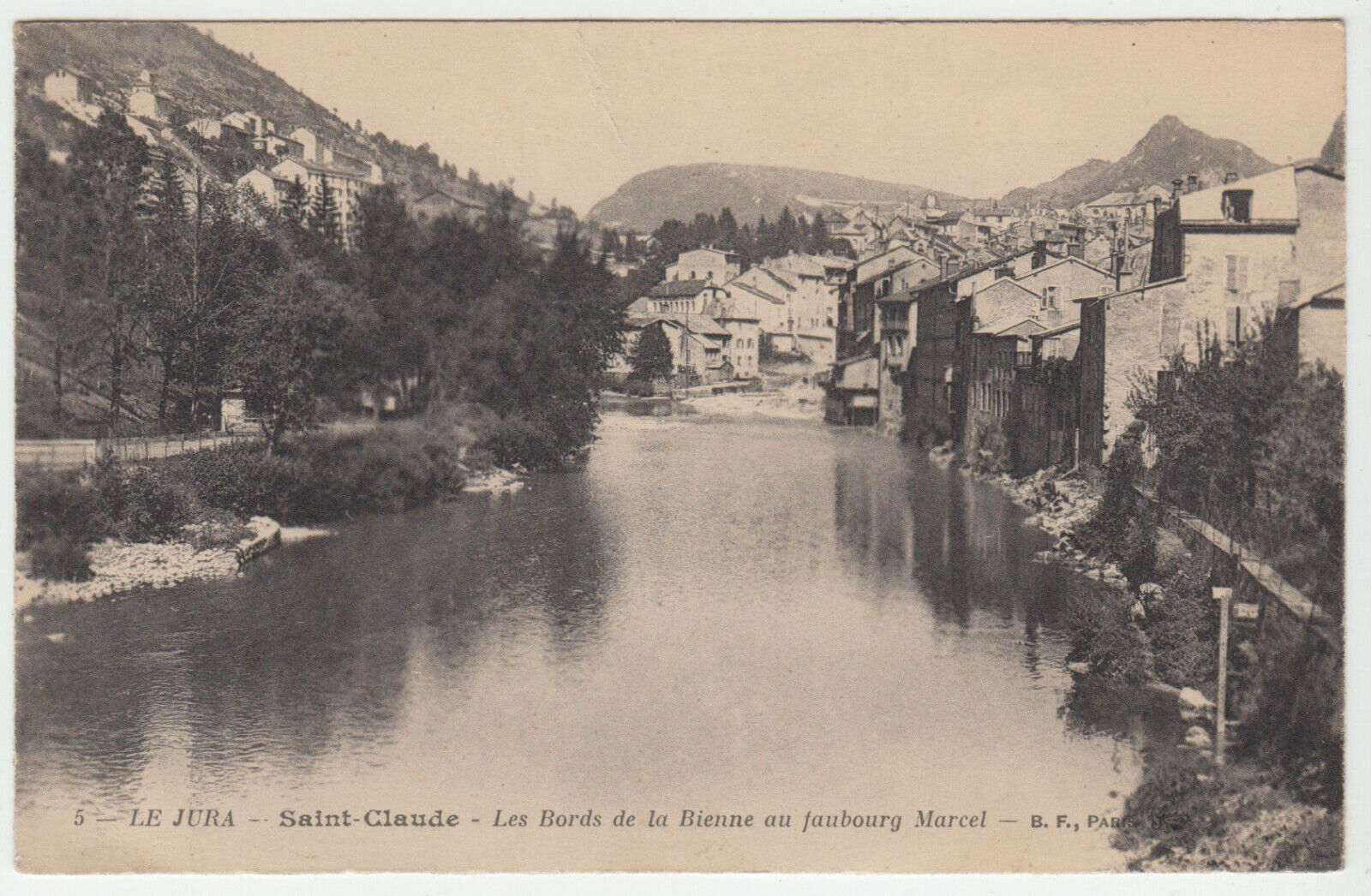 CARTE POSTALE ST CLAUDE LE BORDS DE LA BIENNE AU FAUBOURG MARCEL 402236595536