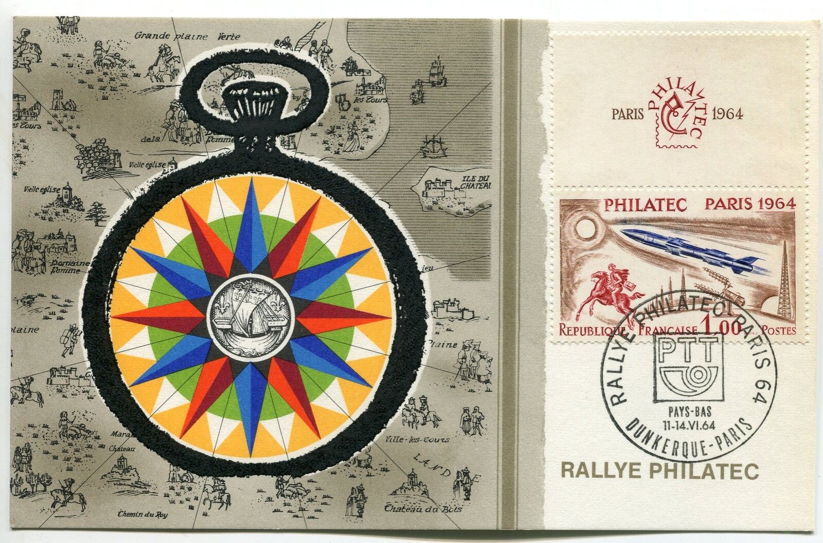 CARTE RALLYE PHILATEC DUNKERQUE PARIS 1964 AVEC VIGNETTE 400468530286