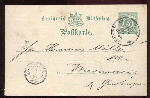 ENTIER POSTALE WURTTEMBERG ULM 1891 120685006156