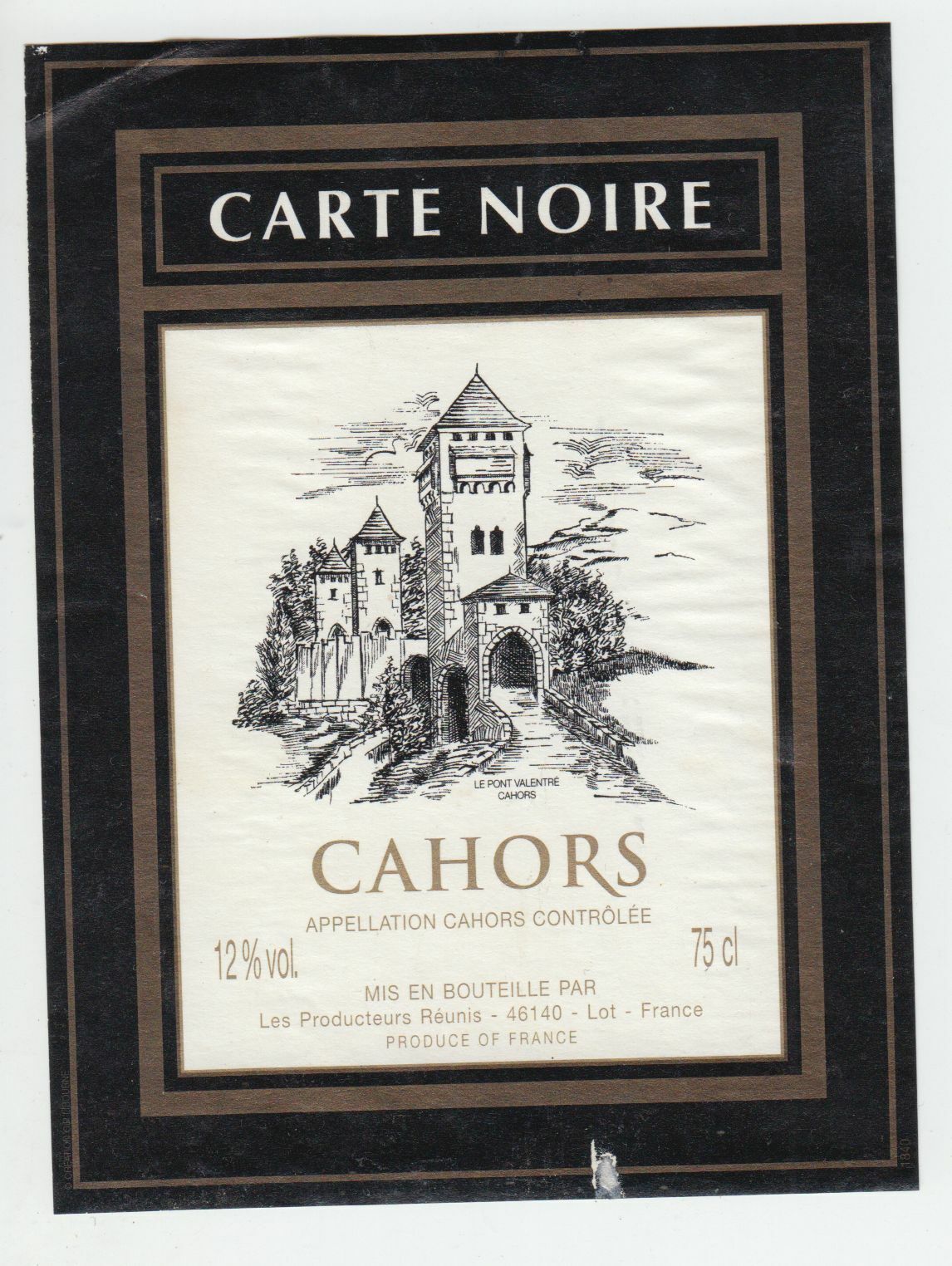 ETIQUETTE DE VIN CAHORS CARTE NOIR 124552112026