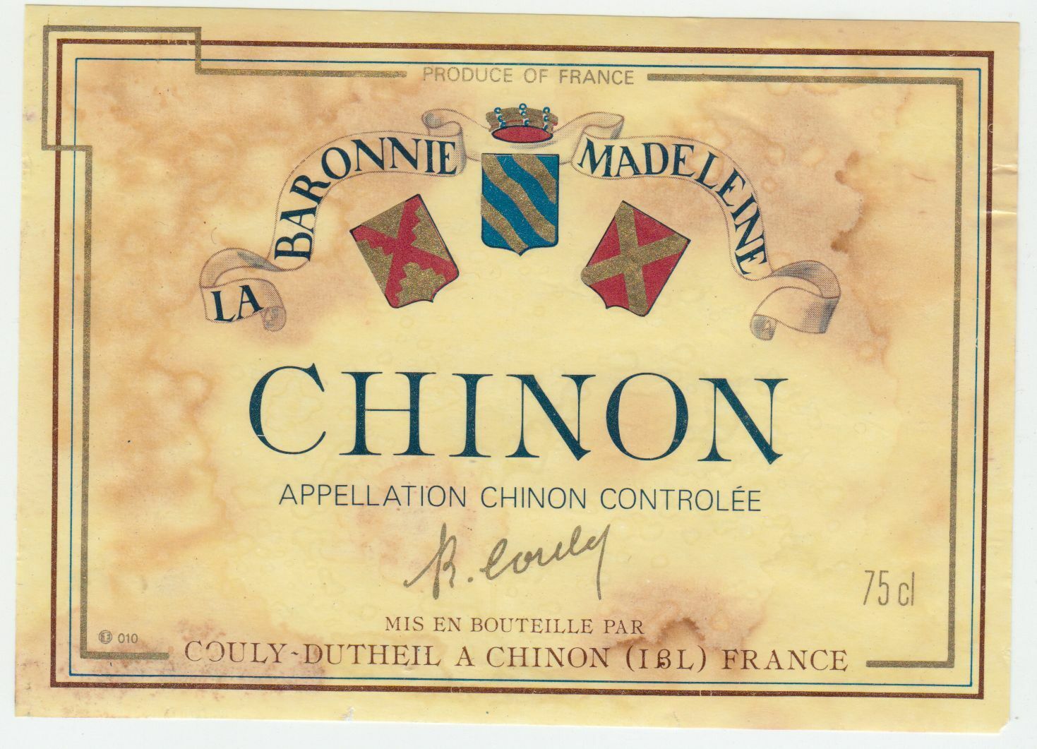 ETIQUETTE DE VIN CHINON LA BARONNIE MADELEINE COULY 402631697846