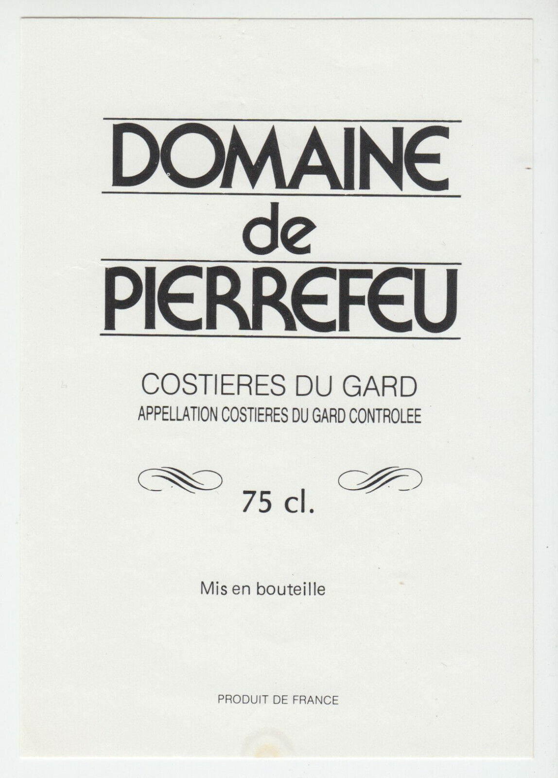 ETIQUETTE DE VIN COSTIERES DU GARD DOMAINE DE PIERREFEU 402654737176