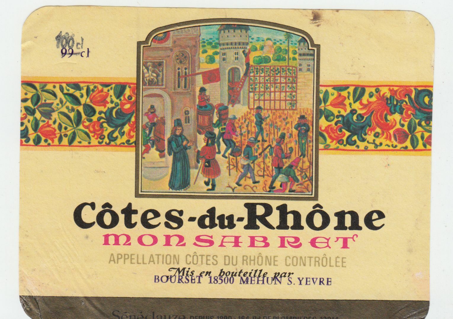 ETIQUETTE DE VIN COTES DU RHONE MONSABRET BOURSET 402581823746