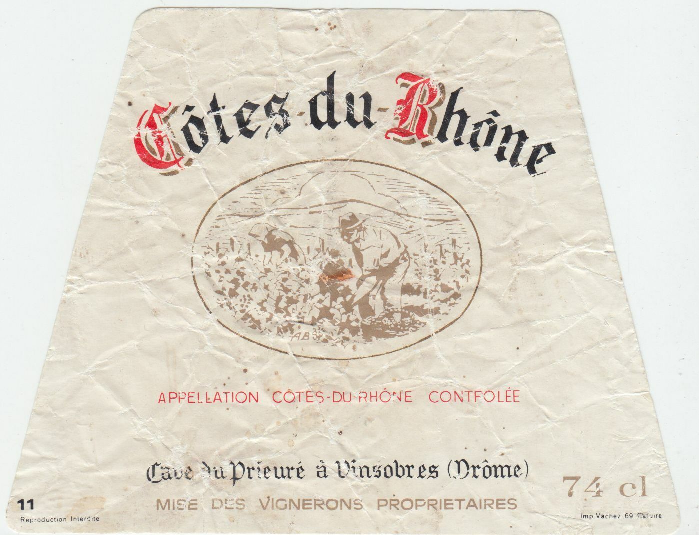 ETIQUETTE DE VIN COTES DU RHONE VINSOBRES DROME 124461940536