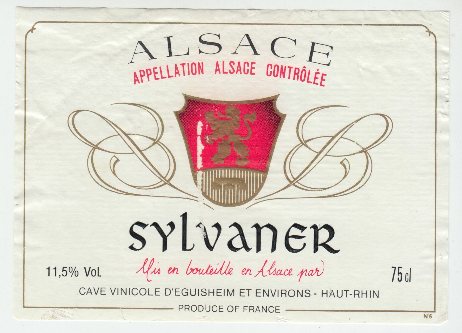 ETIQUETTE DE VIN D ALSACE SYLVANER 124511869336