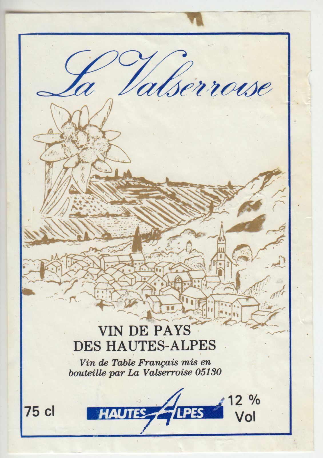 ETIQUETTE DE VIN DE PAYS DES HAUTES ALPES LA VALSERROISE 402689167316