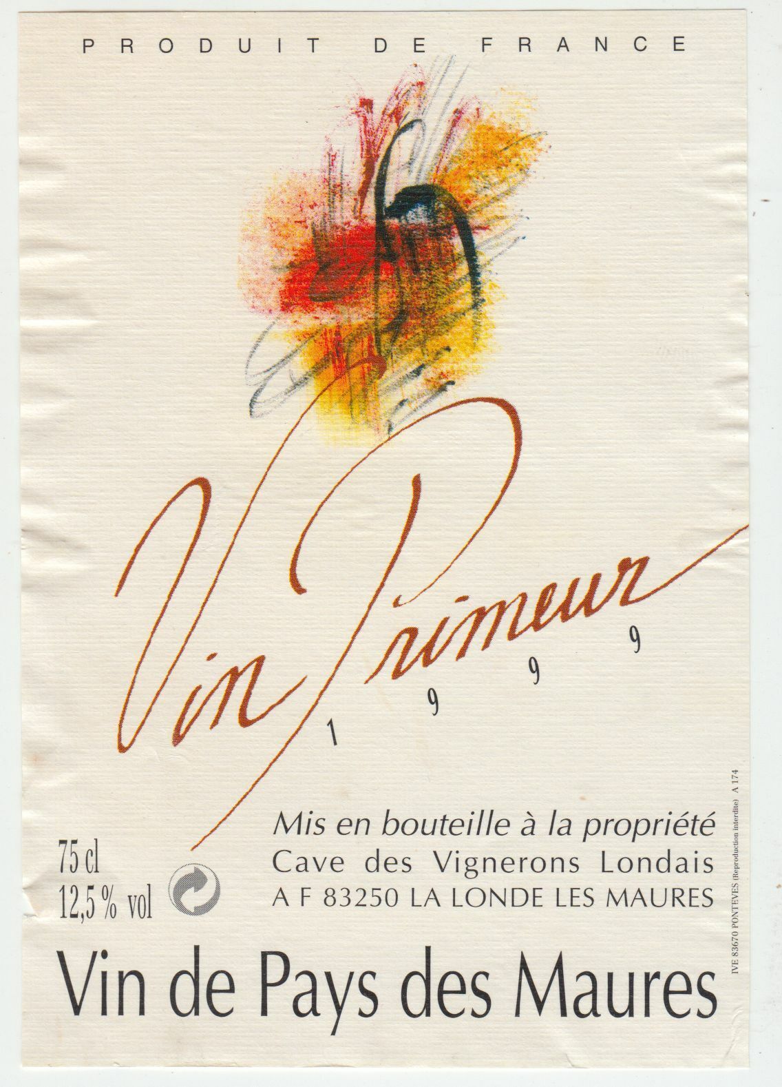 ETIQUETTE DE VIN DE PAYS DES MAURES CAVE DES VIGNERONS LONDAIS LA LONDE 402687606136