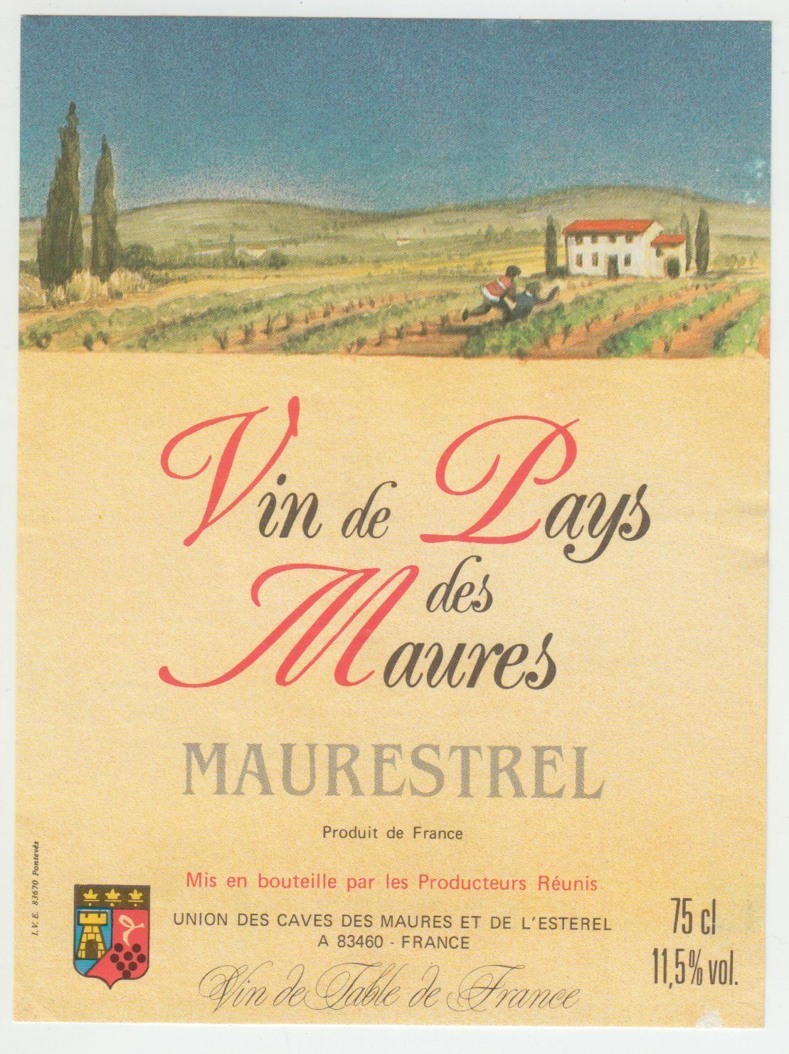 ETIQUETTE DE VIN DE PAYS DES MAURES MAURESTREL 124570864126