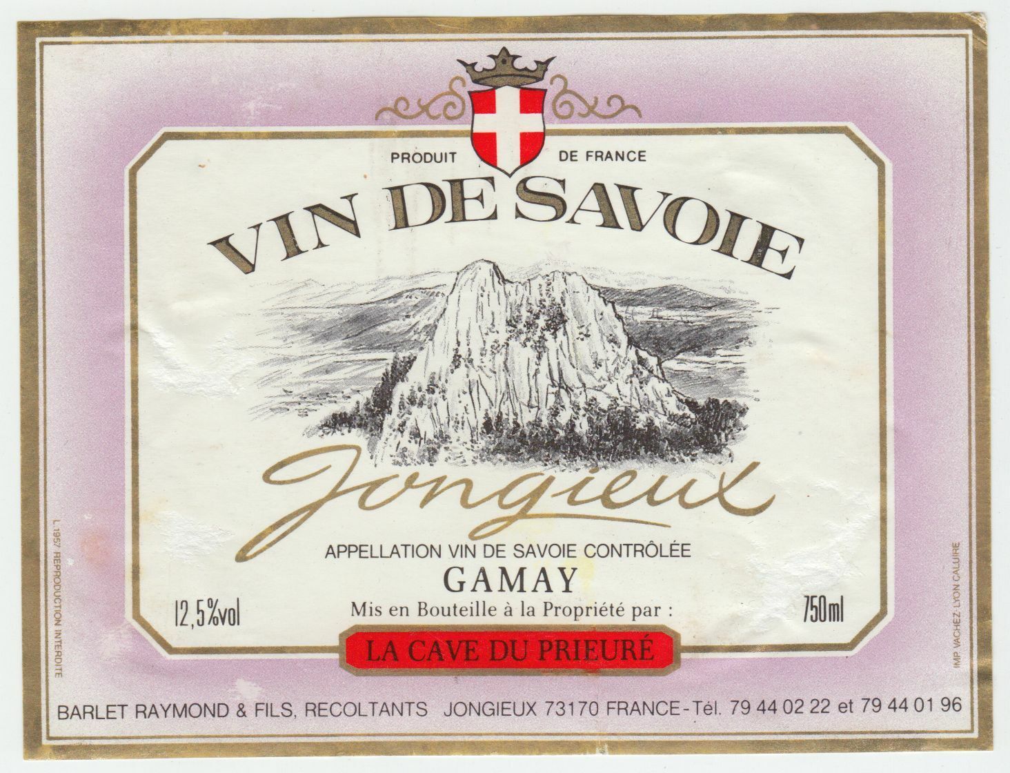 ETIQUETTE DE VIN DE SAVOIE GAMAY JONGIEUX 402631697946