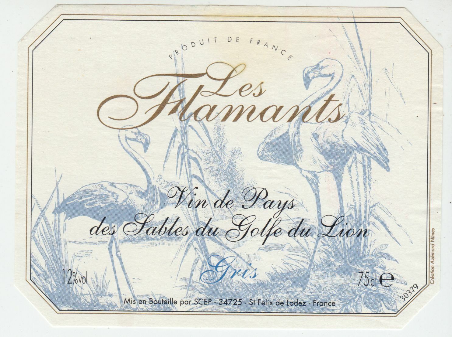 ETIQUETTE DE VIN DU PAYS DES SABLES DU GOLFE DE LION LES FLAMANTS 124572490076