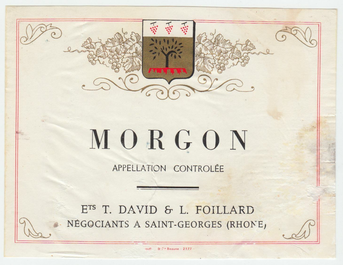 ETIQUETTE DE VIN MORGON DAVID ET FOILLARD 402673357276