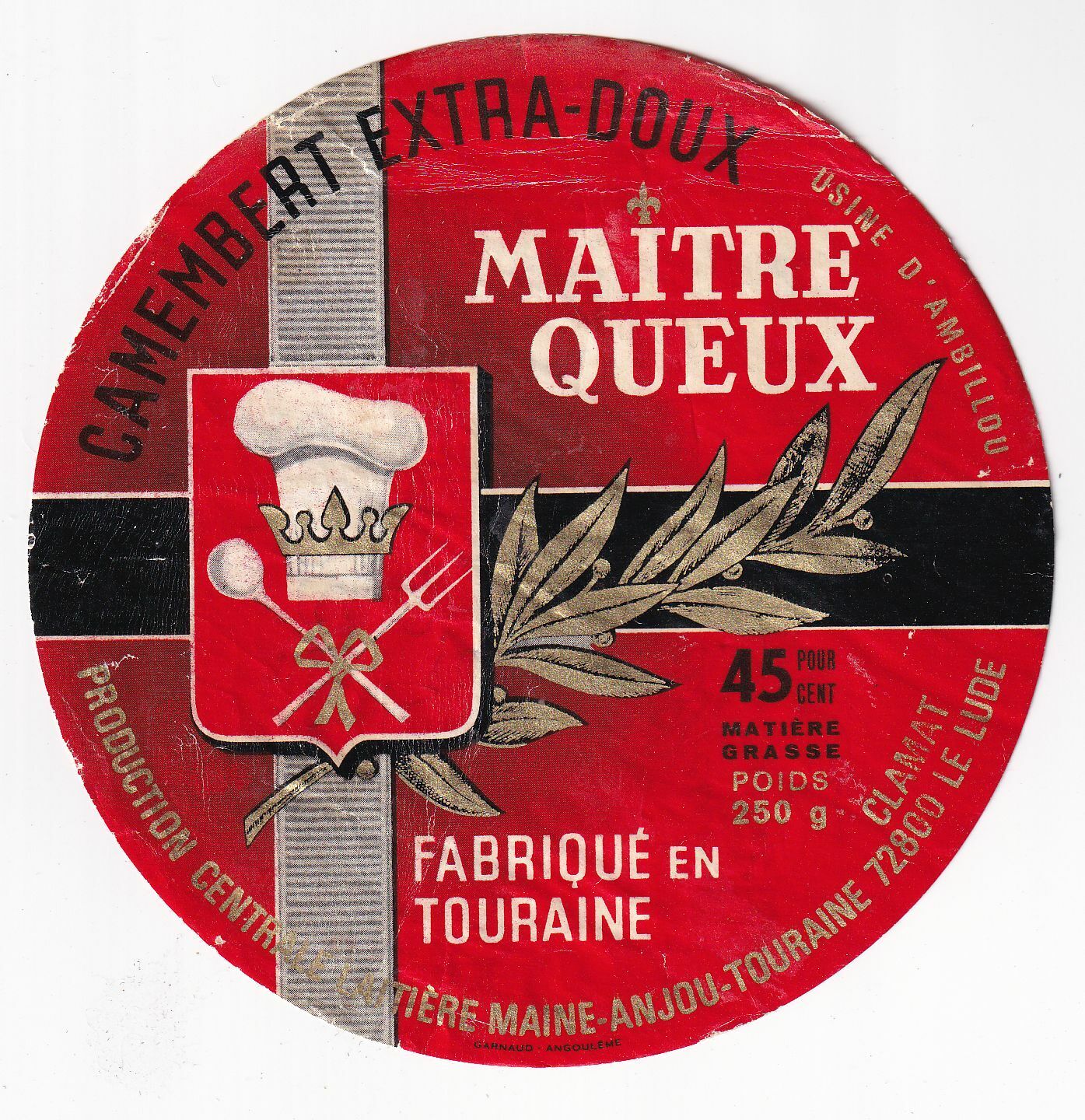 ETIQUETTE FROMAGE CAMEMBERT MAITRE QUEUX TOQUE DE CUISINE 403607369566