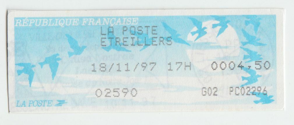 FLAMME MECANIQUE LA POSTE ETREILLERS 1997 4F50 402088421936