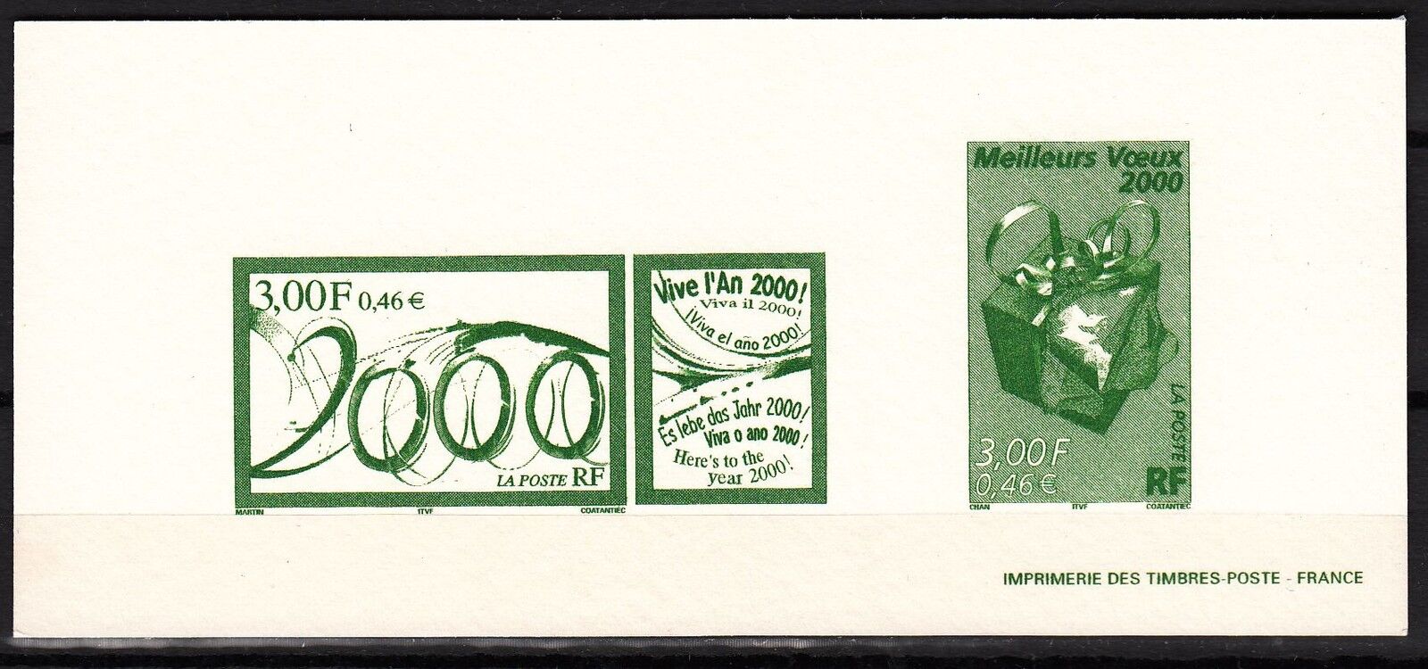 FRANCE GRAVURES DU TIMBRE N 3290 3291 MEILLEURS VOEUX 2000 401115480396