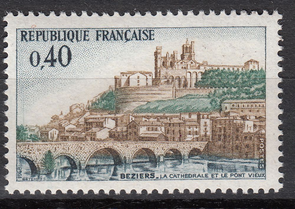 FRANCE TIMBRE NEUF N 1567 CATHEDRALE SAINT NAZAIRE ET PONT VIEUX DE BEZIERS 121908638996