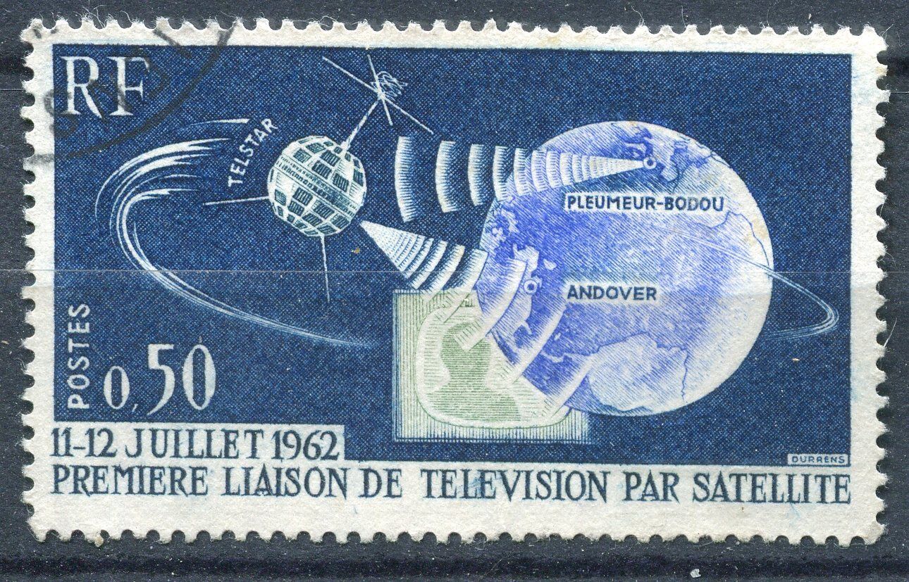 FRANCE TIMBRE OBL N 1361 COMUNICATION SPATIALE TELEVISION PAR SATELIT TELSTAR 110931777556