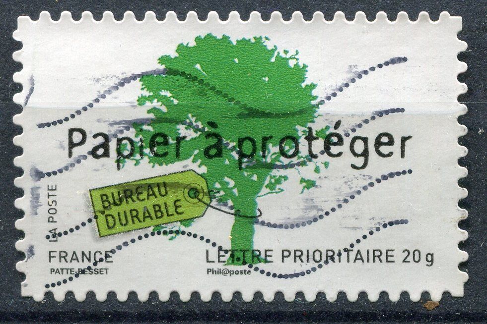 FRANCE TIMBRE OBL N 4205 BUREAU DURABLE PAPIER A PROTEGER 110935662846