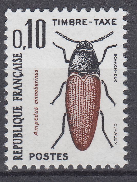 FRANCE TIMBRE TAXE NEUF N 103 INSECTE AMPEDUS CINNABARINUS 123544349646