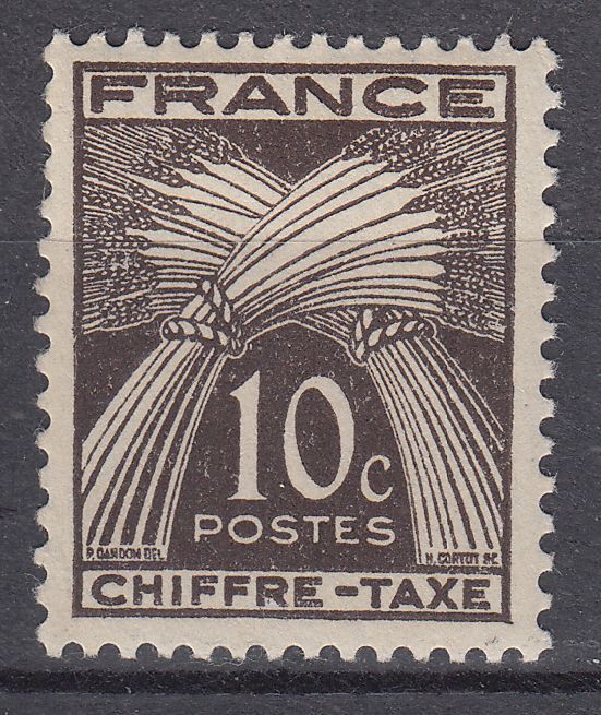 FRANCE TIMBRE TAXE NEUF N 67 TYPE GERBES 123539404866