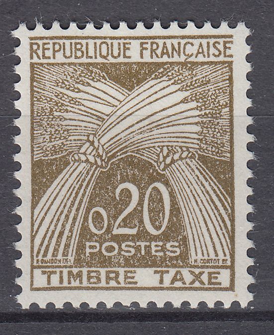 FRANCE TIMBRE TAXE NEUF N 92 TYPE GERBES 401657299806